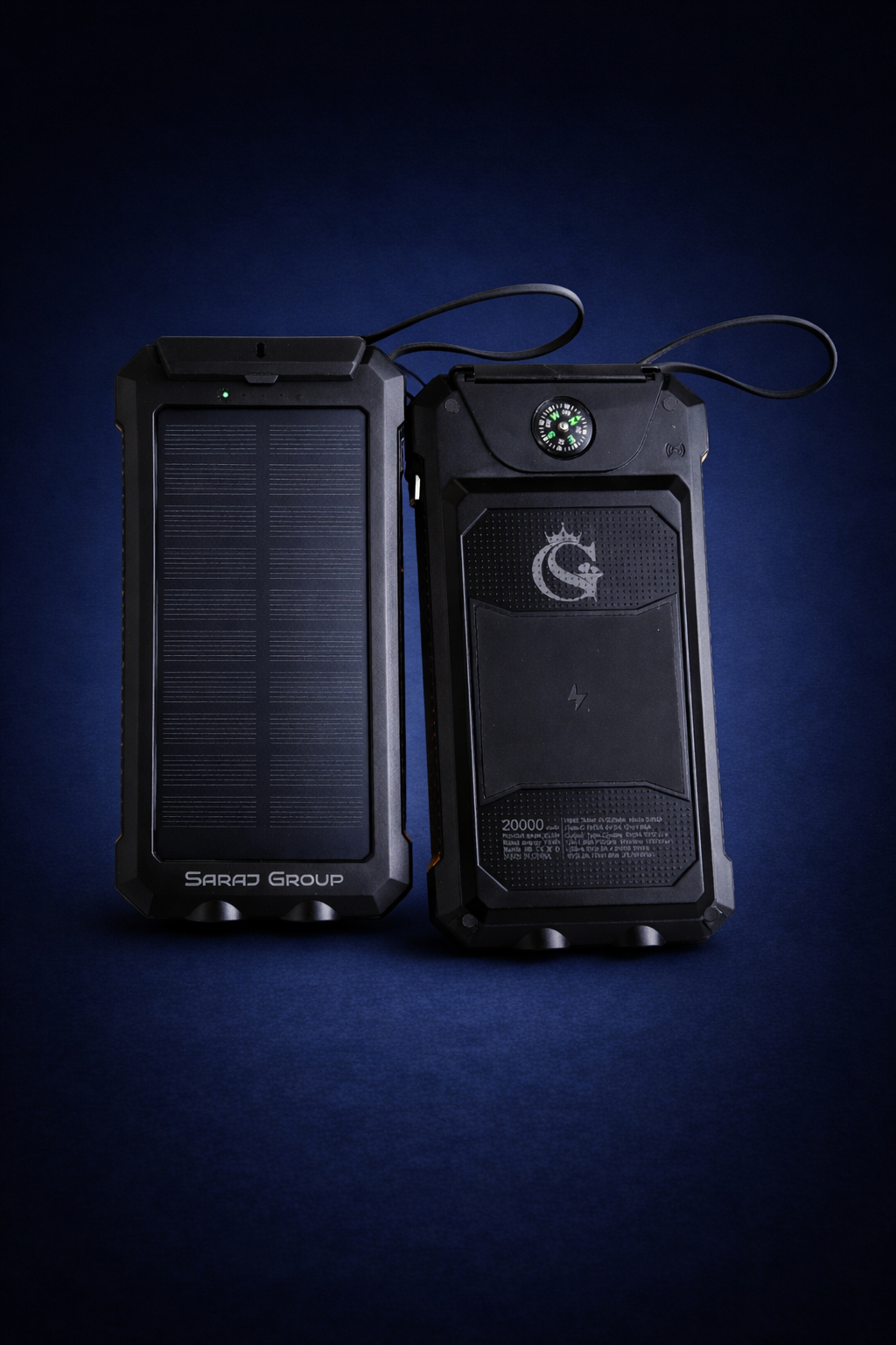 20000mAh Solar Power Bank with Dual LED Torch & Compass