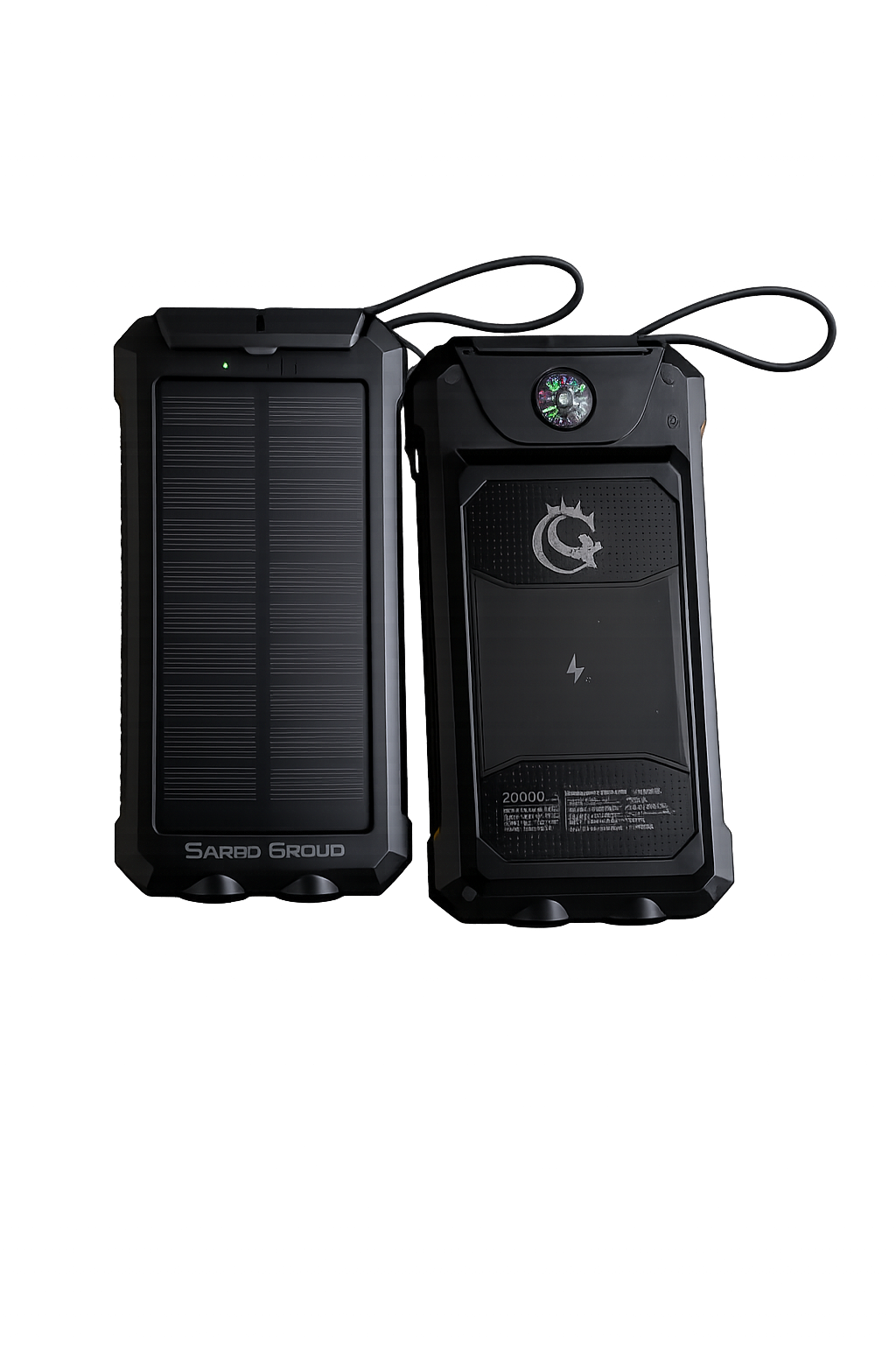 20000mAh Solar Power Bank with Dual LED Torch & Compass