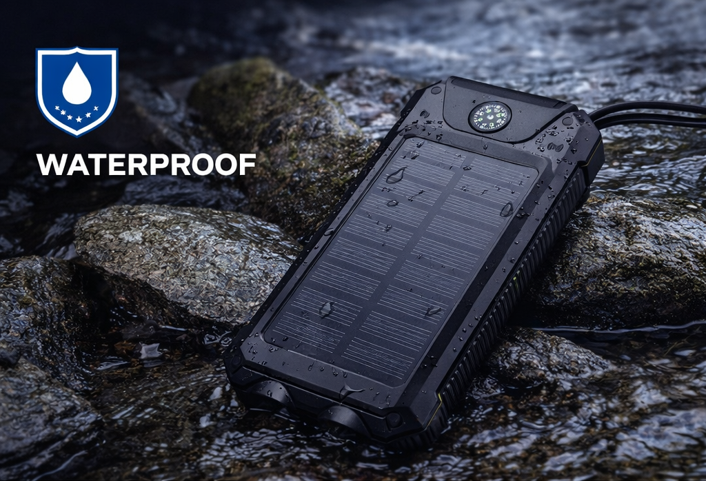 20000mAh Solar Power Bank with Dual LED Torch & Compass