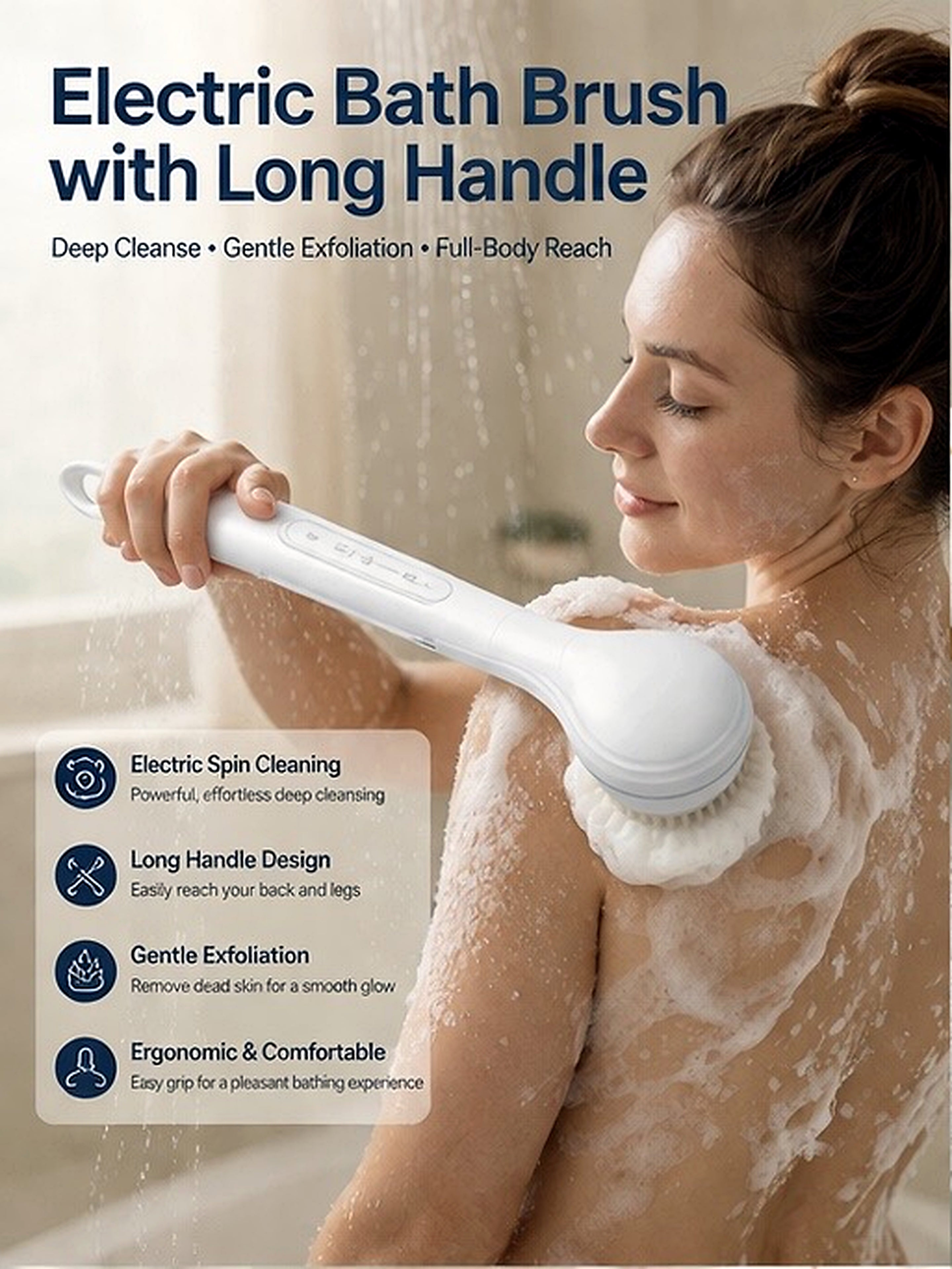 Electric Bath Brush with Long Handle
