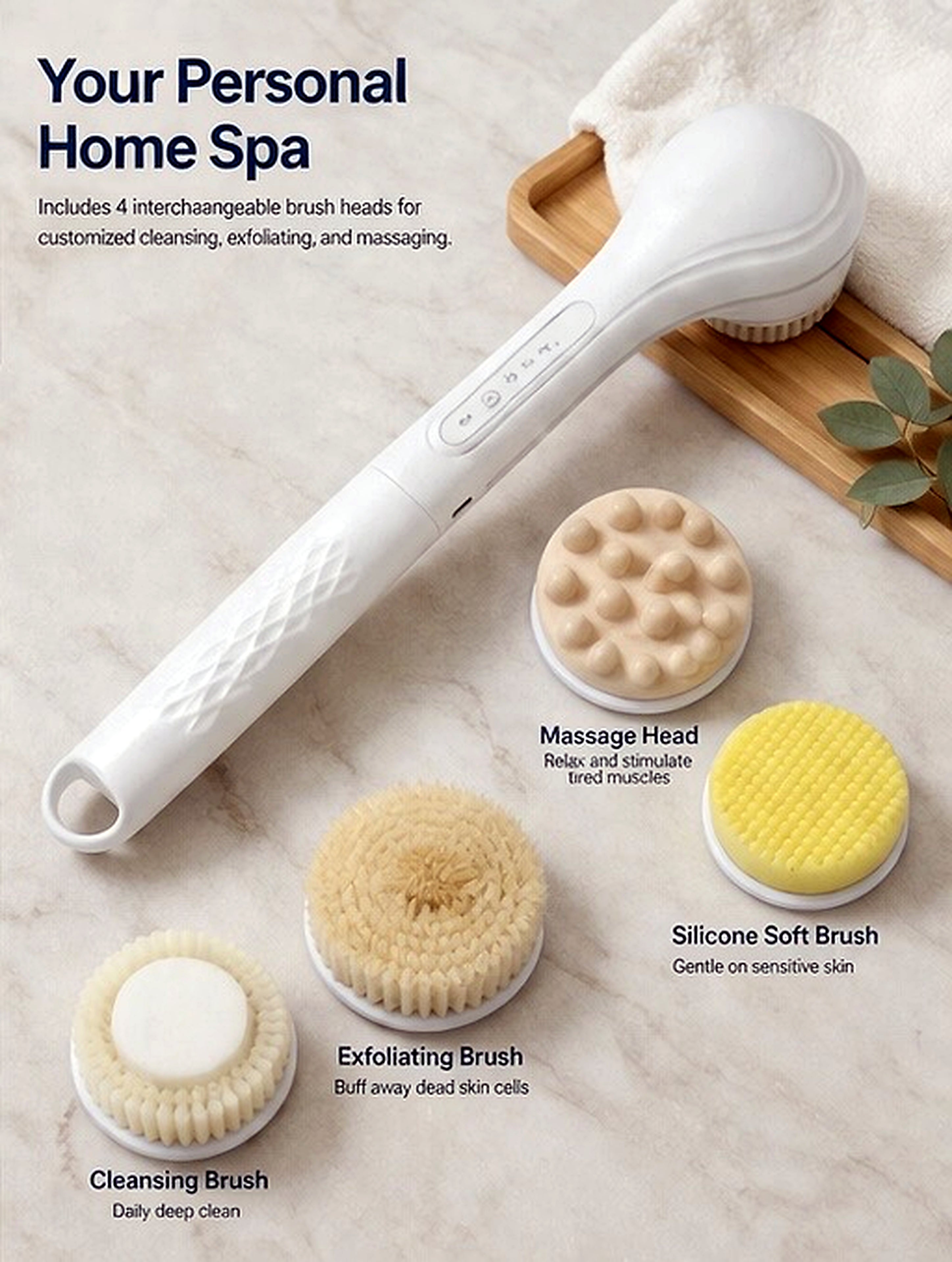 Electric Bath Brush with Long Handle