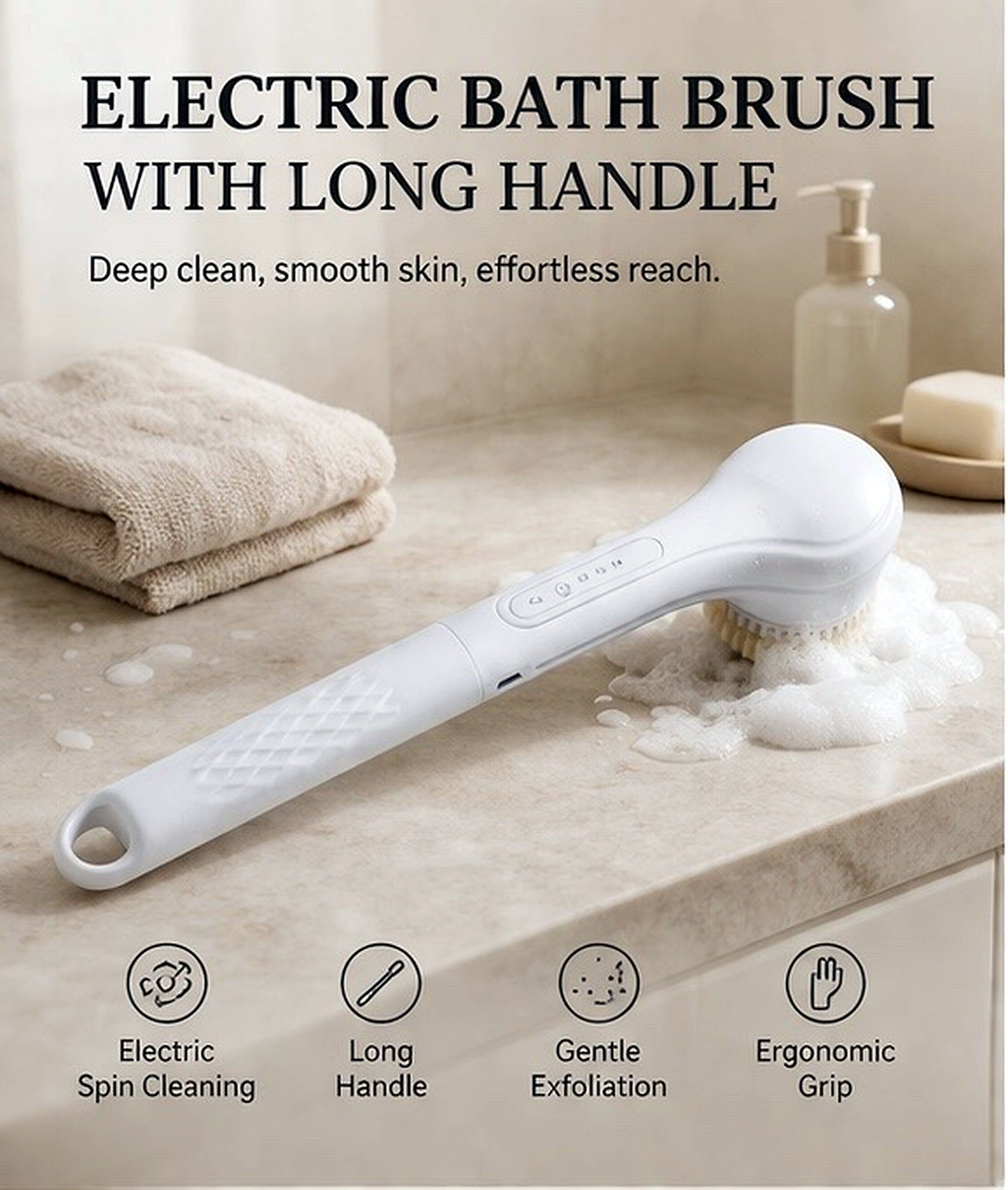Electric Bath Brush with Long Handle